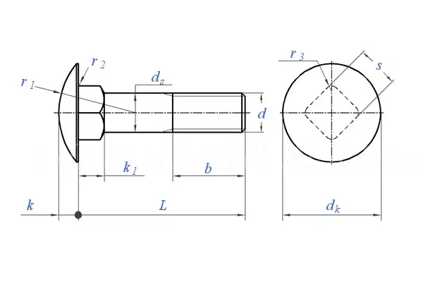 Stainless Steel Carriage Bolt Round Head Square Neck Bolt